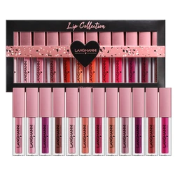 12Pcs/Set Liquid Lipstick Lip Gloss Mirror Makeup Lip Glaze Watery Transparent Jelly Maquiagem Silky Shimmery Korean Party Club