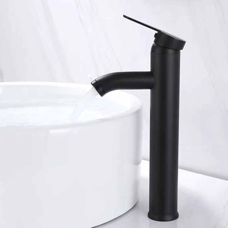 Grifo de lavabo de agua caliente y fría para fregadero de cocina, grifo de acero inoxidable para accesorios de baño, alto y corto