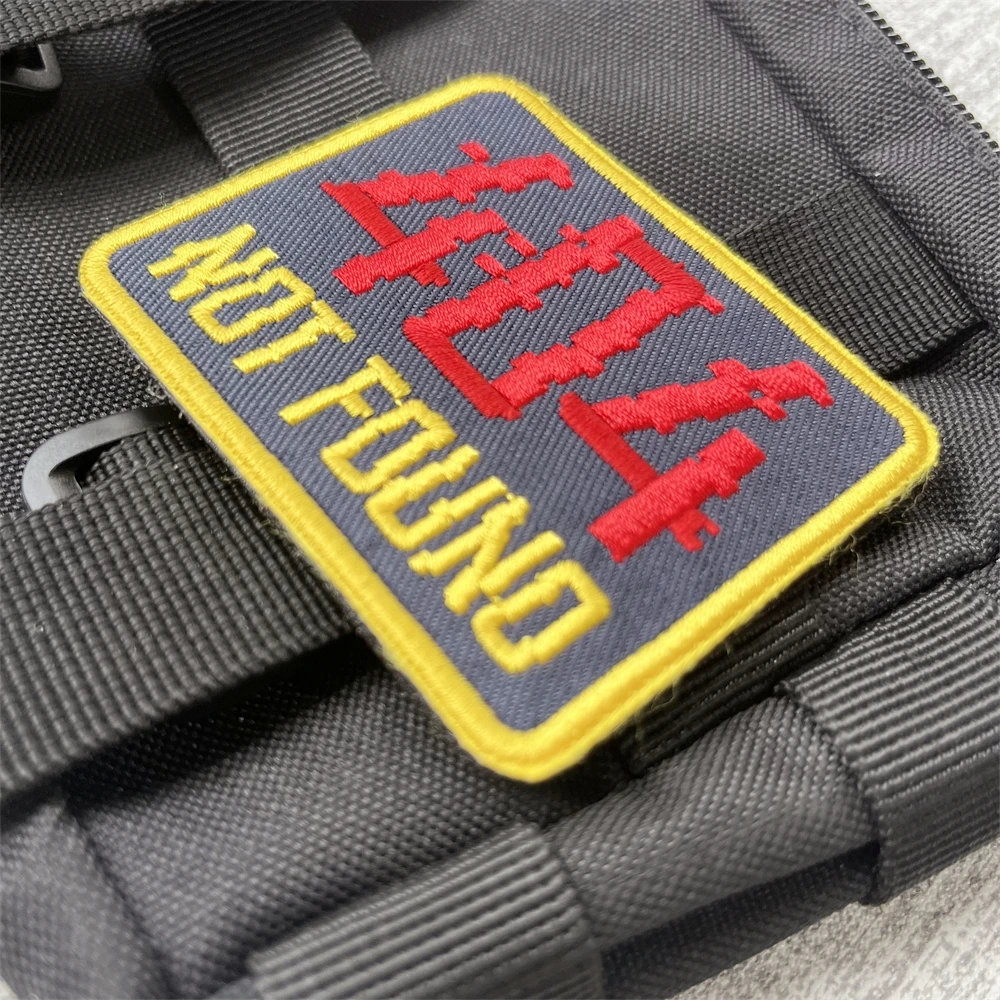 404 NOT FOUNO Mosaic Numbers Morale Badge Patches Embroidery Armband Tactical Backpack Hook and Loop Sticker