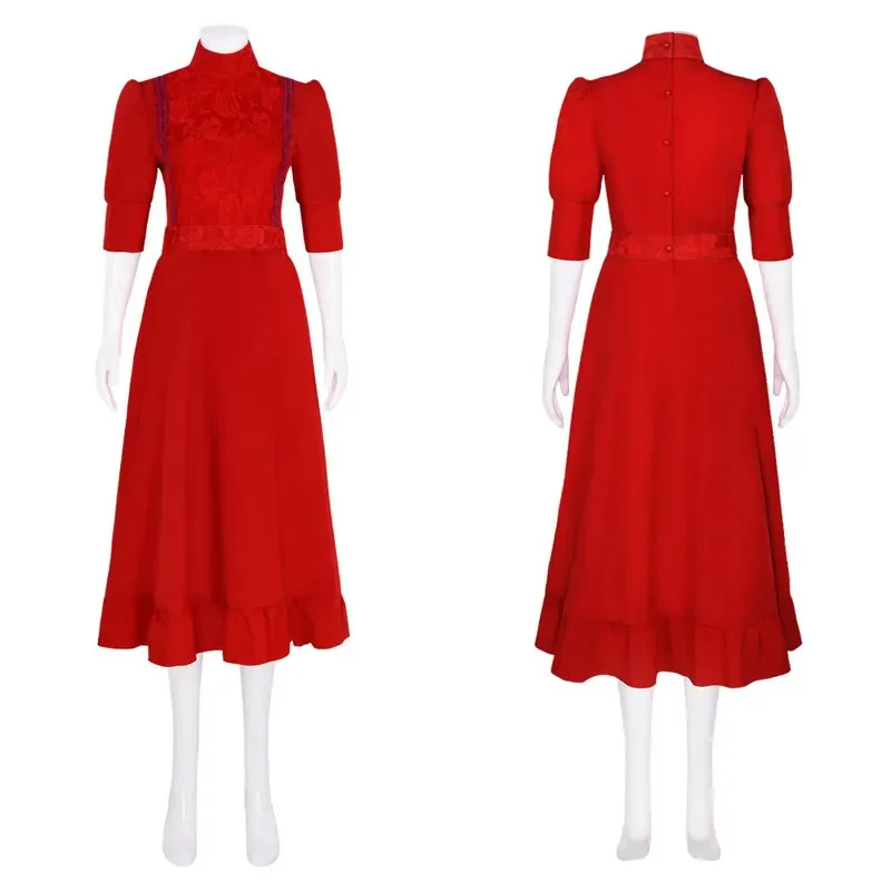 Adulto feminino vestido vermelho pérola cosplay fantasia traje disfarce meninas fantasia roupa para festa de carnaval de halloween