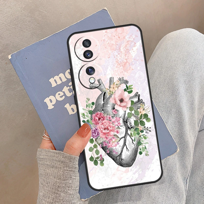 حافظة فنية على شكل قلب تشريح بشري لهاتف Honor Magic 8 5 6 7 Pro لهاتف Honor 400 200 Lite 50 70 90 X8a X8b X9a X9b X9c