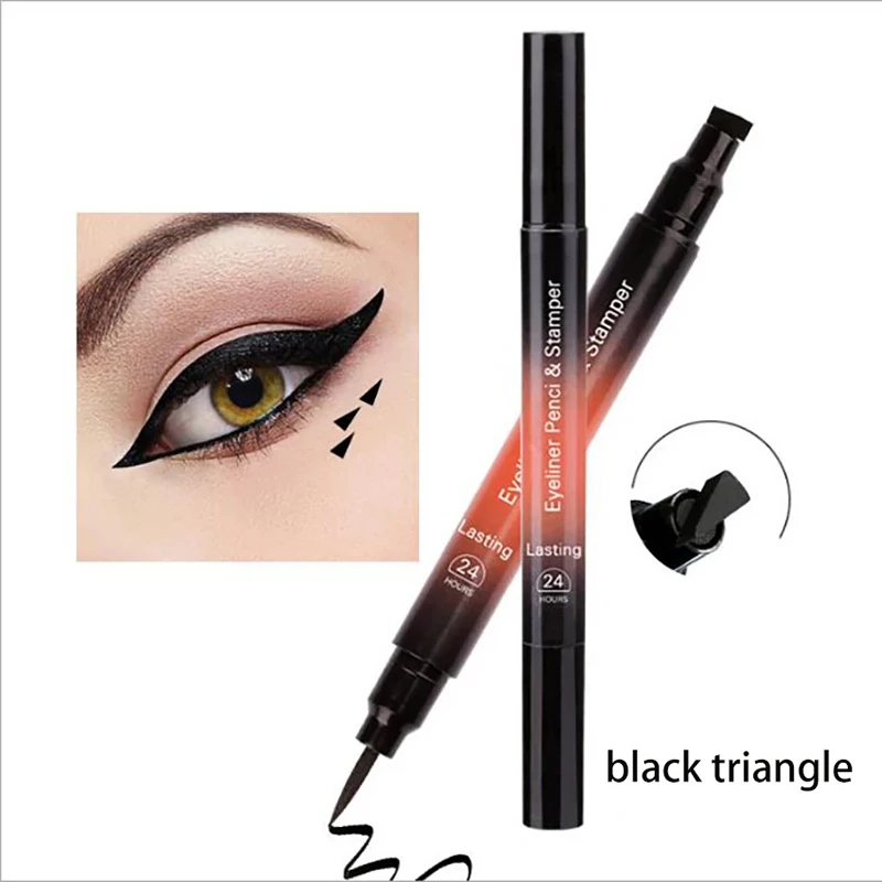 2 em 1 cabeça dupla à prova dwaterproof água eeyeliner longa duração preto delineador sem blooming olho forro caneta ferramenta de maquiagem do olho fácil de usar