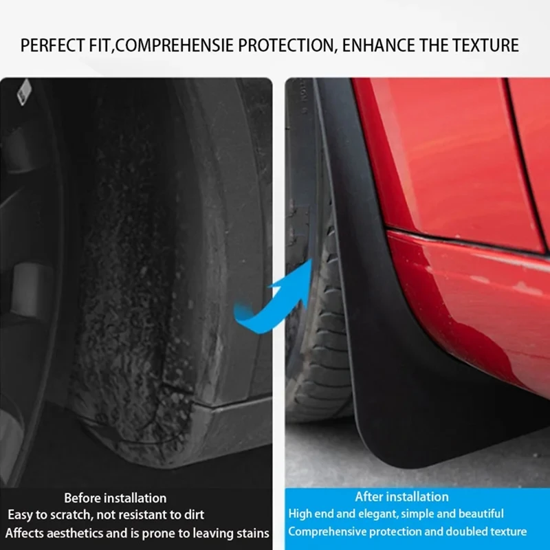 Mud Flaps For Tesla Model 3 Highland 2024 TPE Mudguards Fender Anti-Snow Anti-Sand Guard Protector Accessories