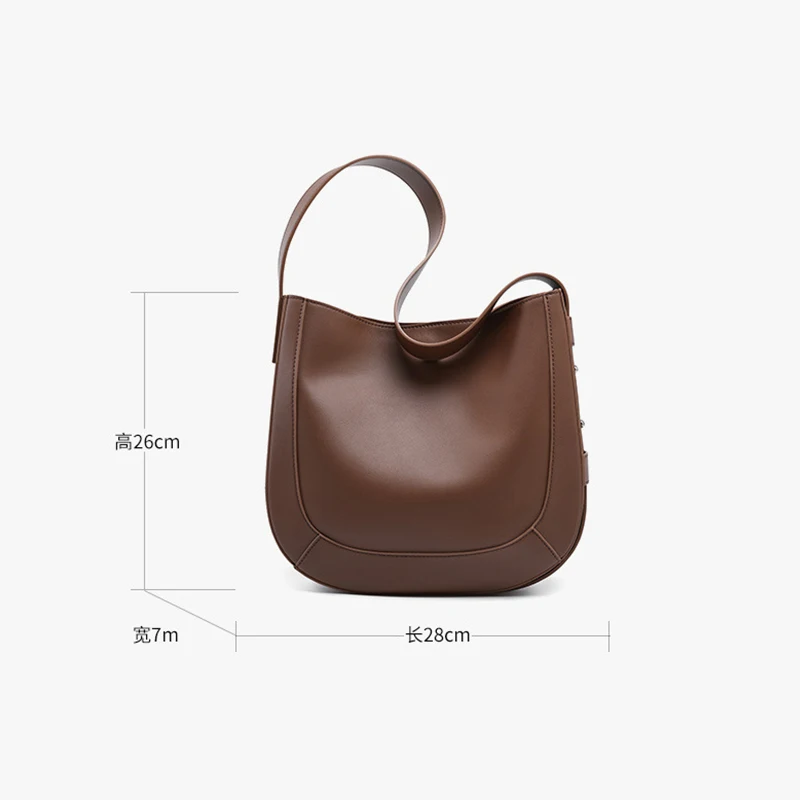 DONNAIN Women Shoulder Bags Cowhide Leather Casual Solid Color Large Capacity Bucket Bag Female Handbag Adjustable Tote Bag