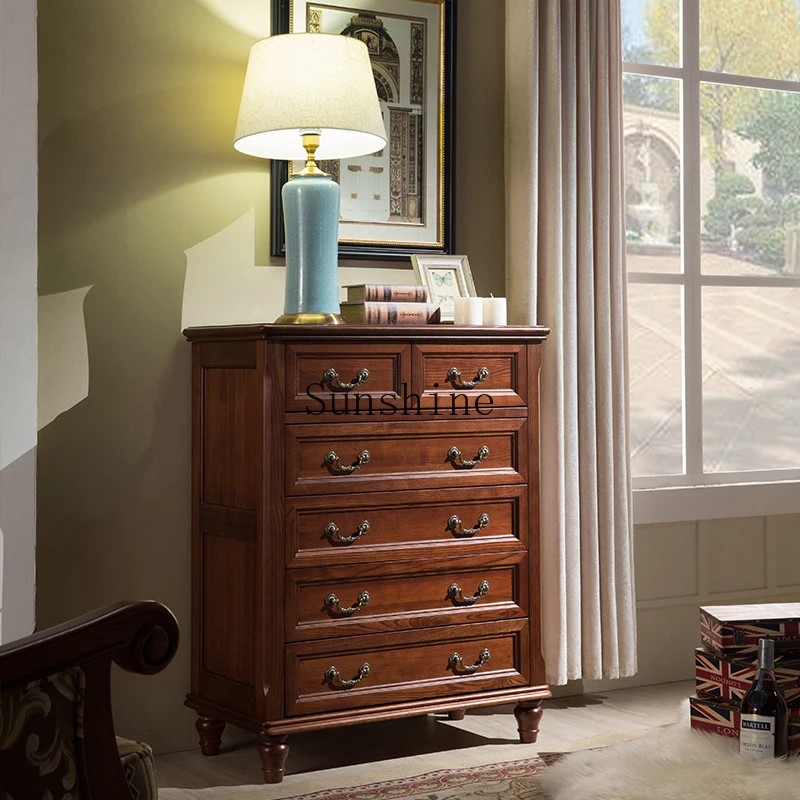 

All solid wood six-bucket dining side cabinet five simple and beautiful bedroom storage simple and modern
