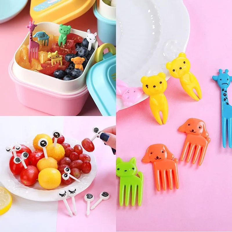 Fruit Fork Cartoon Mini Animal Farm Cartoon Food Selection Children Snacks Cake Dessert Food Fruit Fork Party Decoration