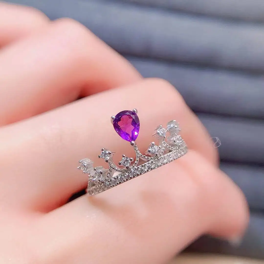 

KJJEAXCMY New Jewelry Natural Women's Amethyst Ring 925 silver inlay Colorful and splendid High clarity supports detection