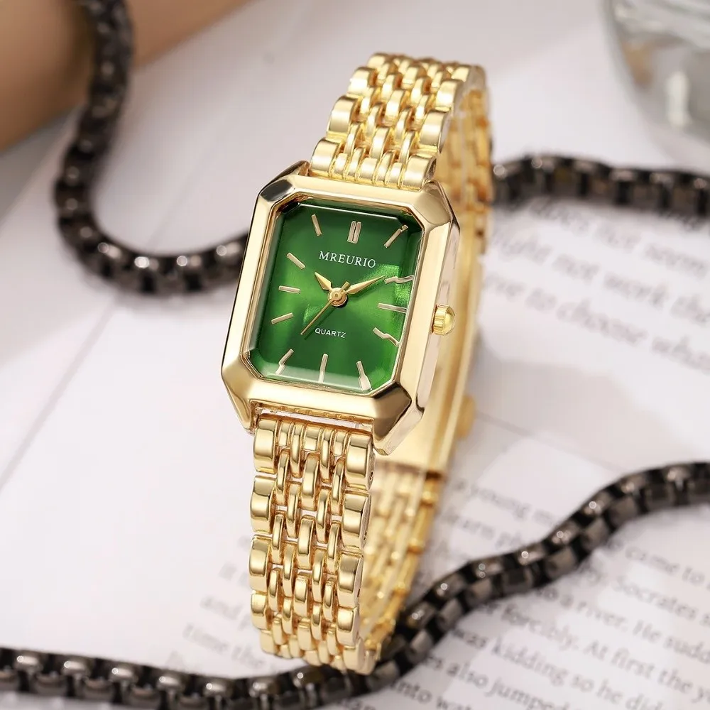 Hot Stainless Steel Quartz Watches Quartz Folding buckle Women Wristwatch Square Simple Strap Watch Student