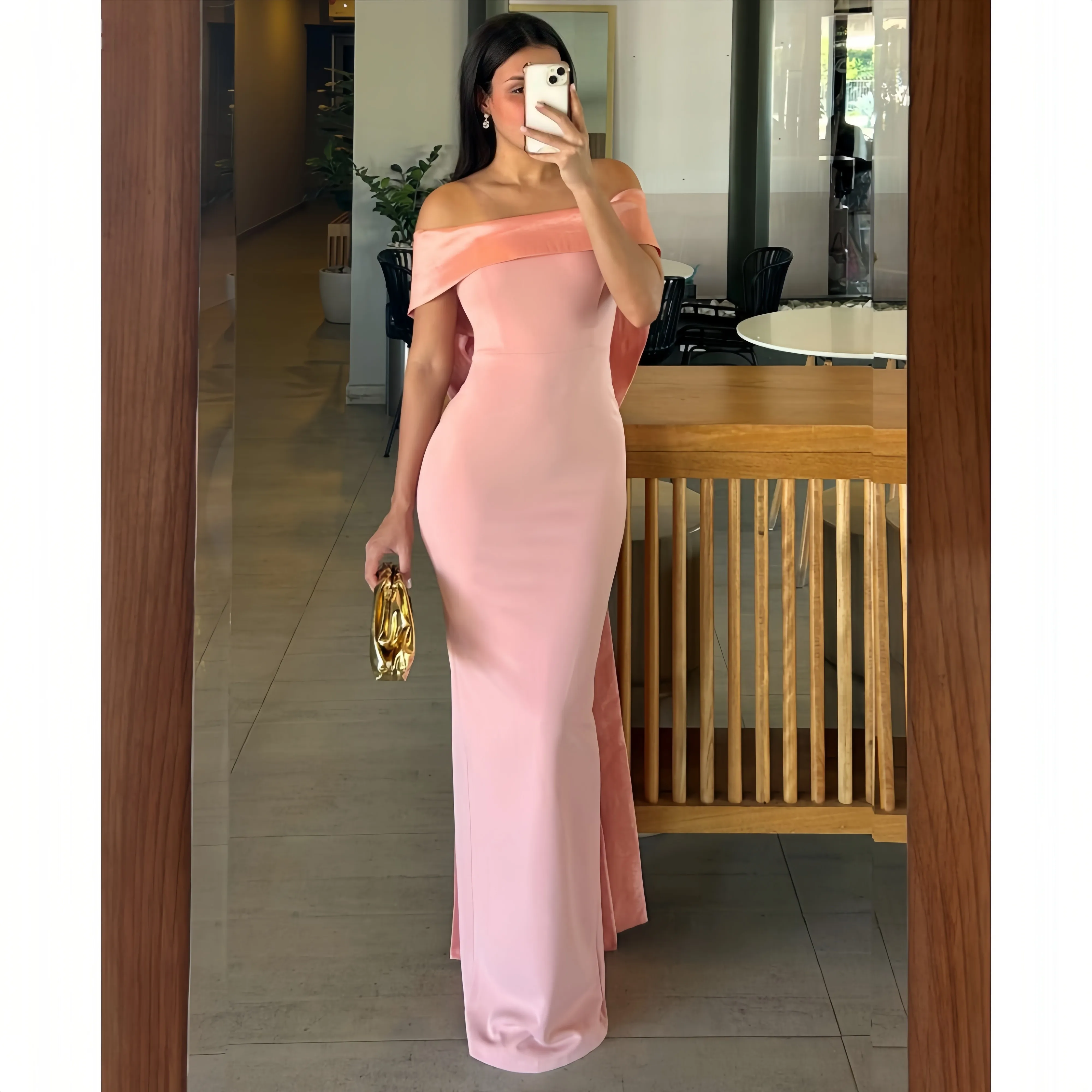 

Beshinel Customized Satin One Shoulder Mermaid Prom Dresses 2025 Pink Bow Backless Floor-length Sleeveless Evening Dresses