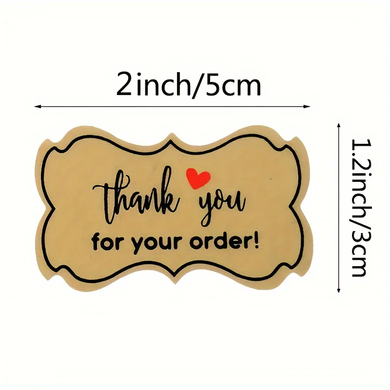 300pcs/roll, Kraft Paper Thank You For Your Order Sticker Heart Thanks For Shopping Small Shop Local Gift Packaging Sticker Smal