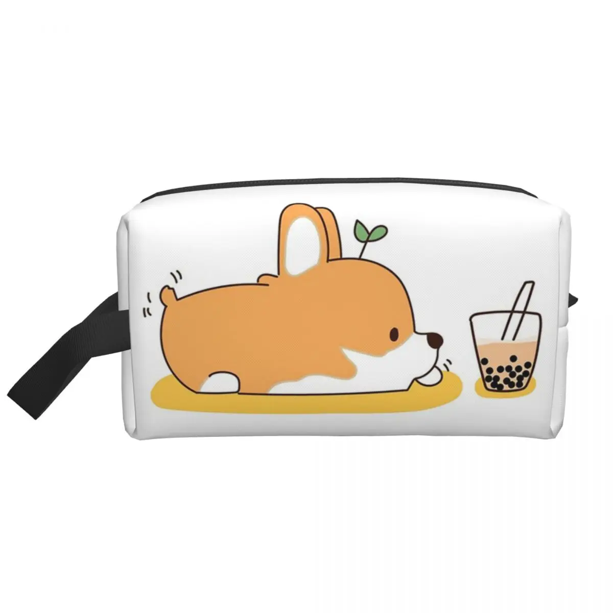 

Corgi And Bubble Tea Women Cosmetic Bags Travel Makeup Organizer Pouch Toiletry Storage Dopp Kit Case Pencil Case