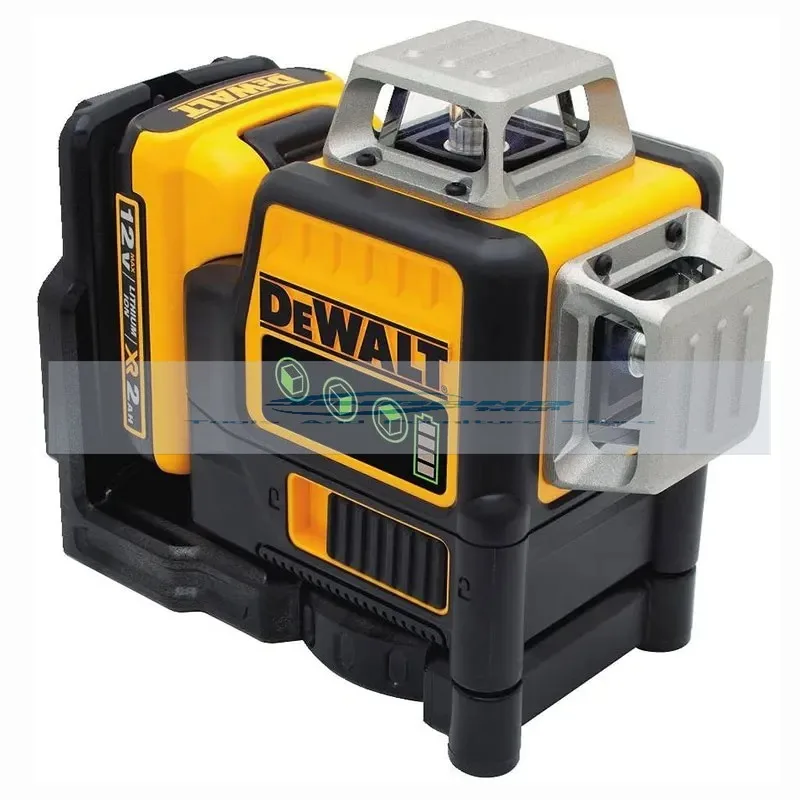 DW089LG 3 Sides*360 Degree Vertical Lines Laser Level   Horizontal Green Light Level Meter Outdoor 12V Lithium Battery