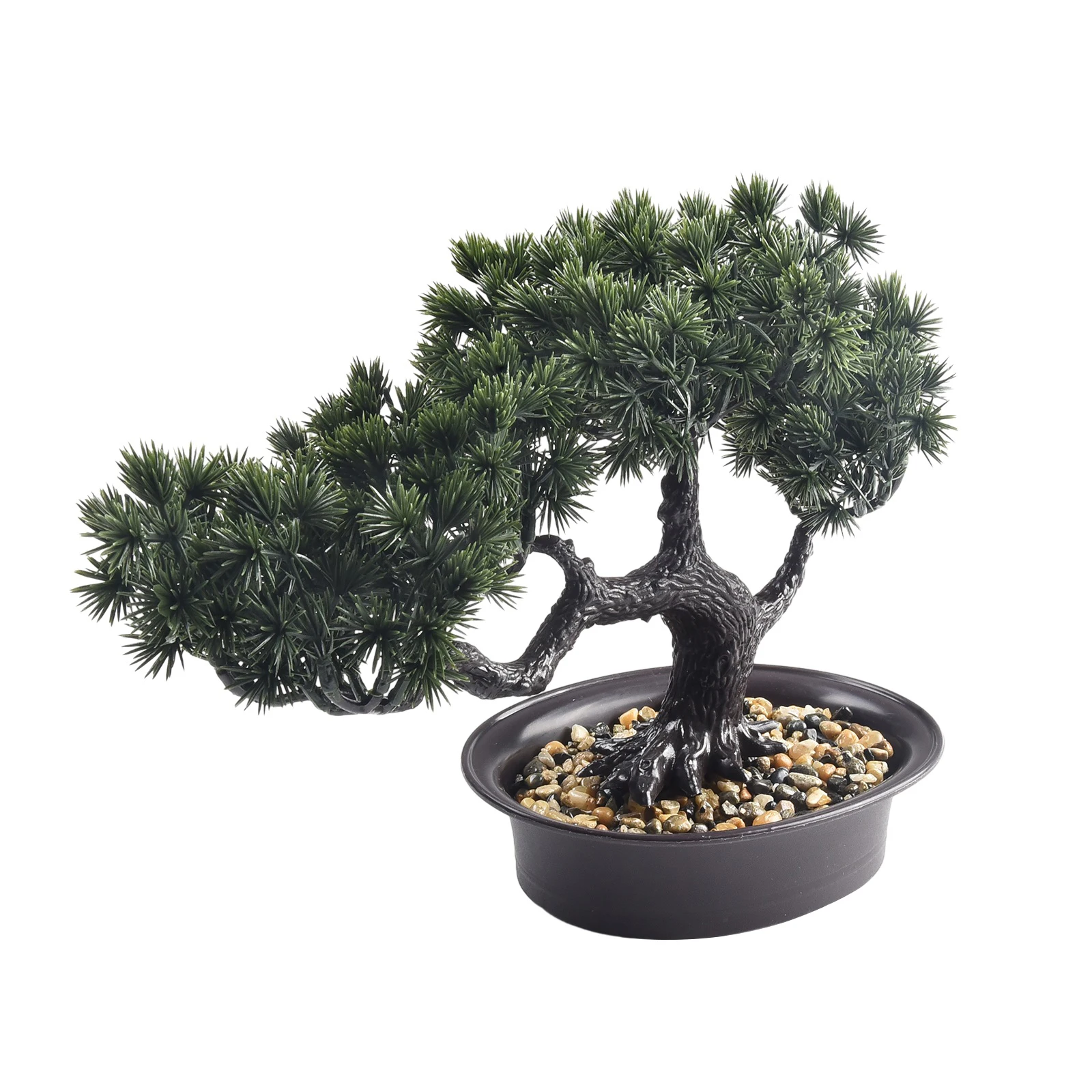 Fake Green Plants, Artificial Plant Bonsai Welcoming Pine, No Watering or Falling Leaves, Enhance Your Living Space