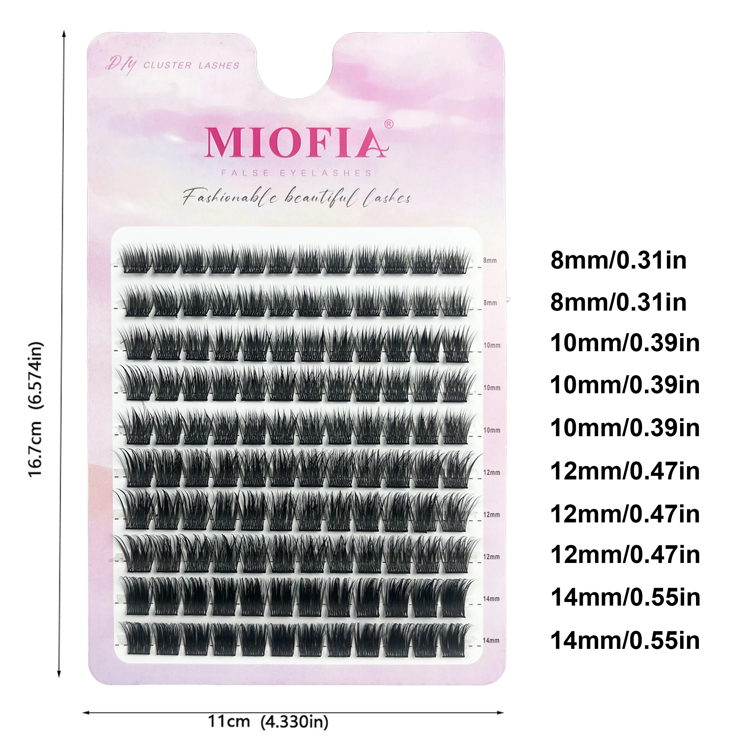 10 linhas de cílios individuais cluster d curvado 8-14mm comprimento misto natural fino segmentado cílios diy extensão de cílios ferramenta de maquiagem