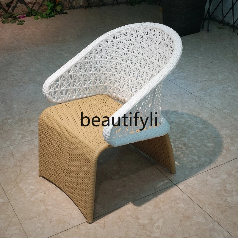 Outdoor table and chair combination creative backrest garden rattan chair three-piece courtyard Teng furniture