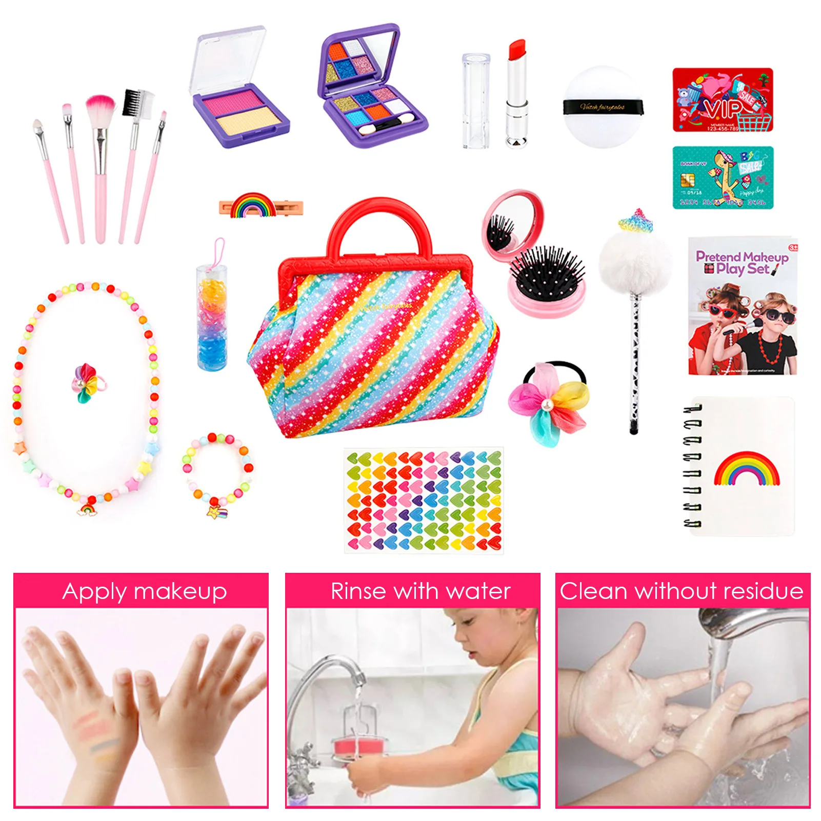 Ensemble de cosmétiques de mode pour enfants, jouets de maquillage sûrs pour enfants, jeu de simulation de beauté de princesse pour filles