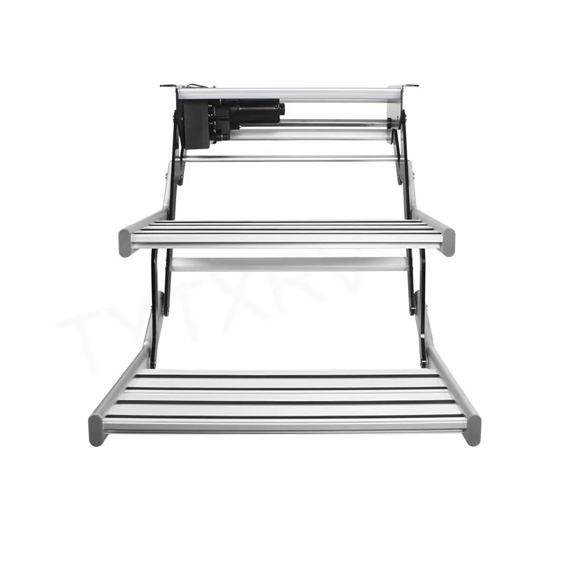 HEYRV Caravan Accessories RV Step with LED Light Thickened Aluminum Alloy Electric Folding Double Layers