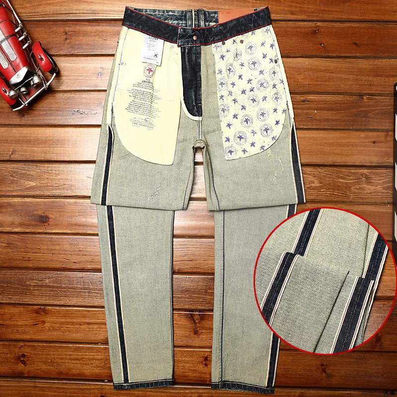 Classic Jeans Men's Straight Red-Ear Denim High-End Stretch Casual All-Match Business Simplicity Retro Trendy Trousers