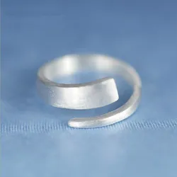 Classic Simple Matte Opening Women's Korean 925 Sterling Silver Jewelry Twisted Geometric Creative Opening Rings R054