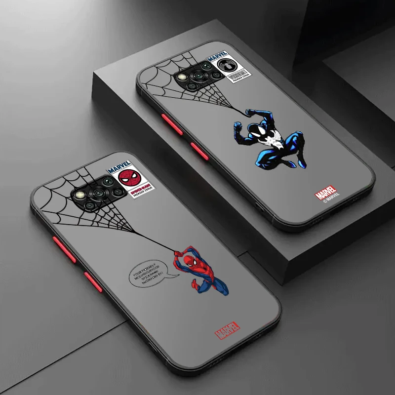 

Marvel SpiderMan Venom Cool Frosted Translucent For Xiaomi Mi Poco X5 X4 X3 M6 M5S M5 M4 M3 F5 F4 F3 GT Pro 5G Matte Phone Case