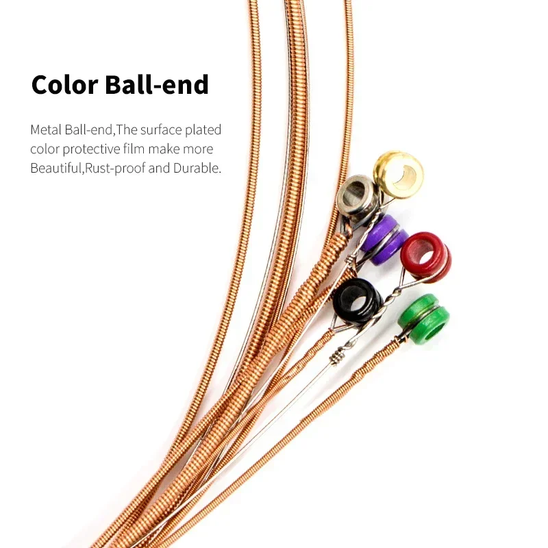 Corde per chitarra acustica Orphee TX620-P Nucleo esagonale in acciaio al carbonio medio Avvolgimento in rame rosso Corde per principianti Parti acustiche