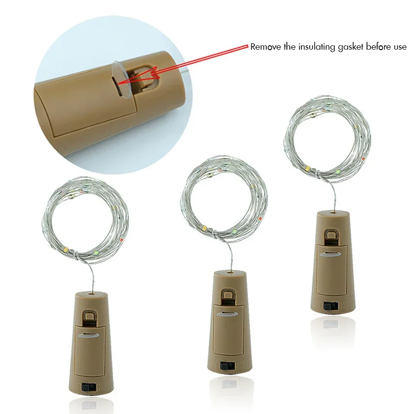 Rượu Đèn Nút Chai Hoạt Động Bằng Pin LED Nút Chai Hình Dây Bạc Fairy Mini Dây Đèn DIY, đảng, Trang Trí, Đám Cưới