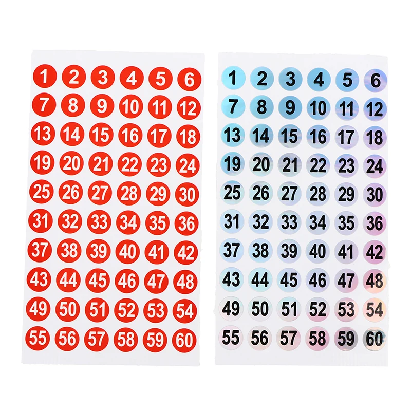 สติกเกอร์ตัวเลข3แผ่นฉลาก1-180สำหรับทำเครื่องหมายโฮโลแกรมกลมสียาทาเล็บ