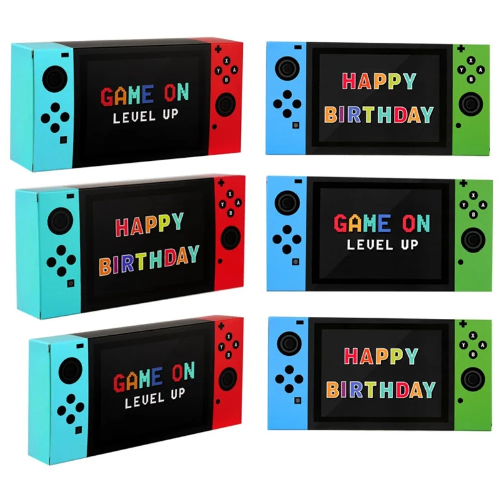 12/24PC Paper Red and Green Game Console Gift Box Video Game Theme Candy Snack Gift Paper Box Birthday Party Decoration Supplies