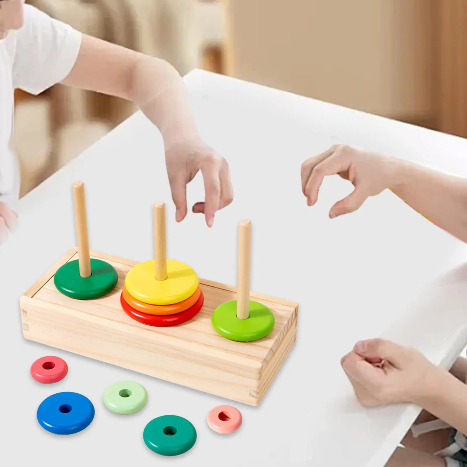 Giocattolo impilabile Giocattolo in legno Puzzle Bambini Bambini Riconoscimento dei colori al pensiero Teasers in legno di intellettuale