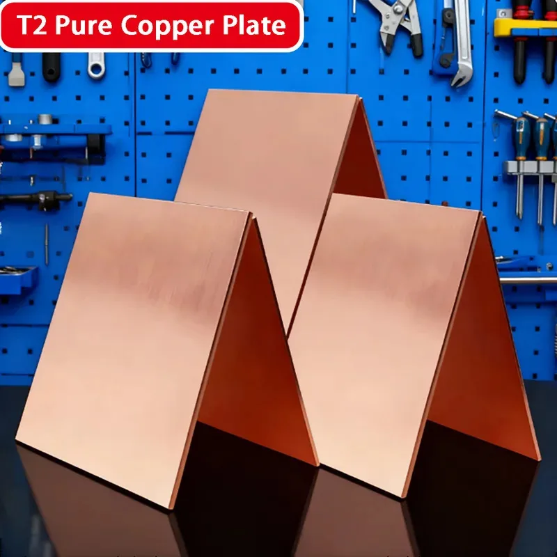 

99.9% Pure T2 Copper Sheet Plate 0.6-1.2mm Thick 10x10-300x300mm High Conductivity Red Copper Metal