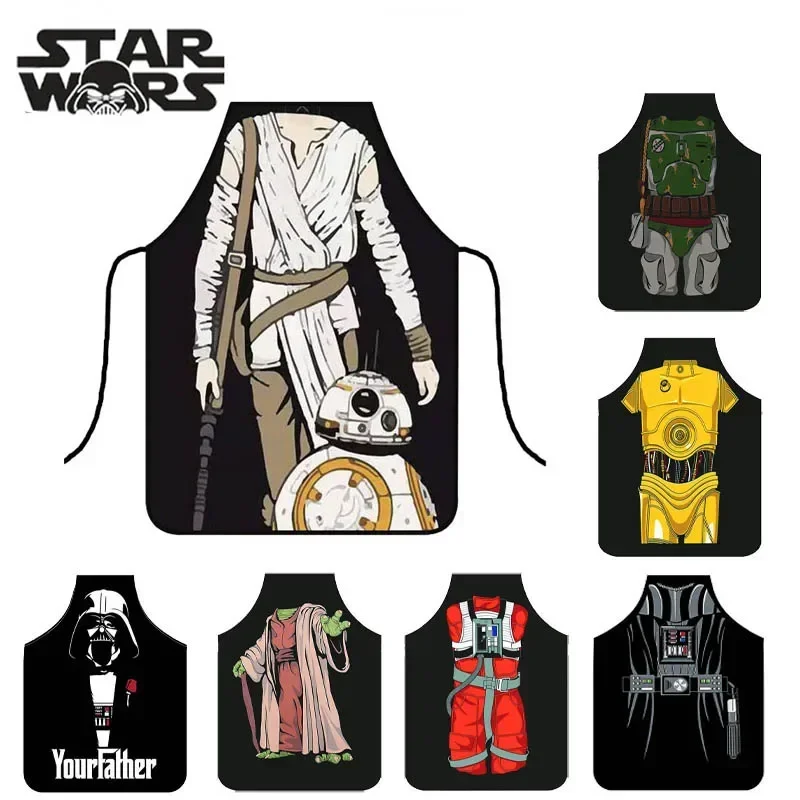 Disney Star Wars Darth Vader Apron Cartoon Digital Printing Apron Women Men Kitchen Cooking Anti-Fouling Apron waterproof Apron