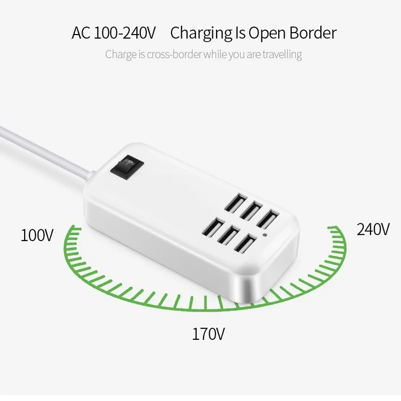 Szybka ładowarka 30/20W 6 portów USB z gniazdkiem sieciowym USB zasilacz do telefonu EU US HUB Plug Dock dla iPhone Samsung