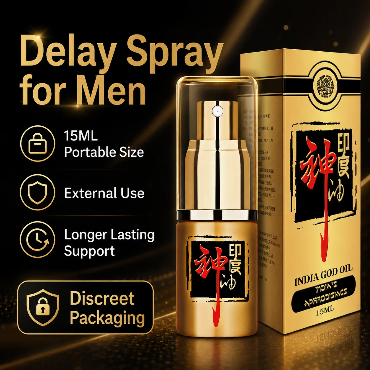 15ml Sex Delay Spray for Men, Male Timing Control and Longer Lasting Intimacy, External Use Desensitizing Spray, Discreet Bottle
