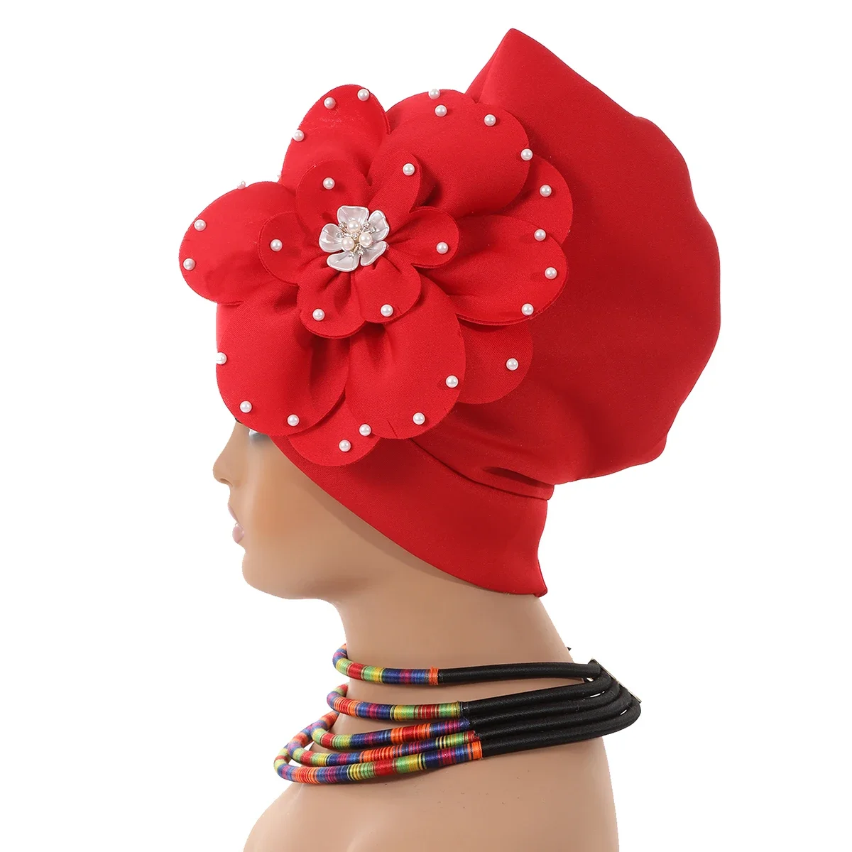 Nigeria Party Headwear Wedding Headtie Big Flower Turban Cap for Women Elegant African Lady Head Wraps