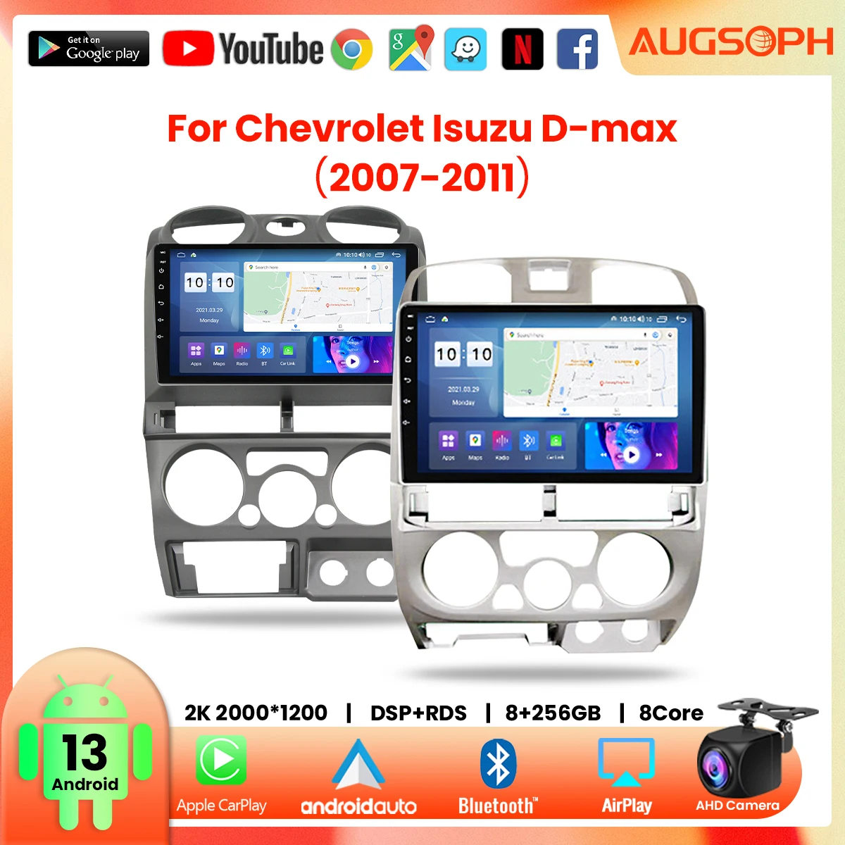 

Автомобильный радиоприемник Android 13 для Chevrolet Isuzu D-max 2007-2011,9 дюймов 2K мультимедийный плеер с 4G Car Carplay и 2Din GPS