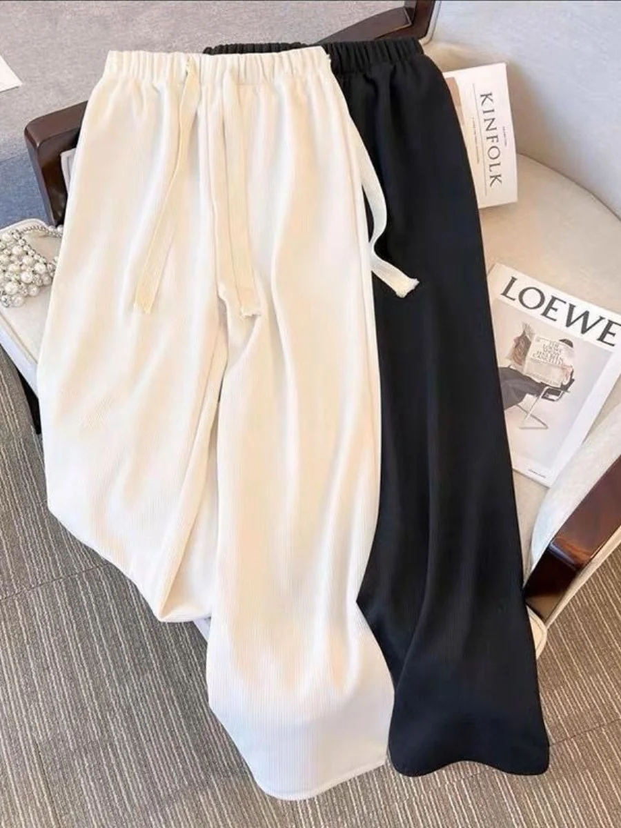 

Fleece Lined Thick Wide Leg Pants plus Size Loose Straight Health Ring Knee Protection for Women Autumn Winter Versatile Slim...