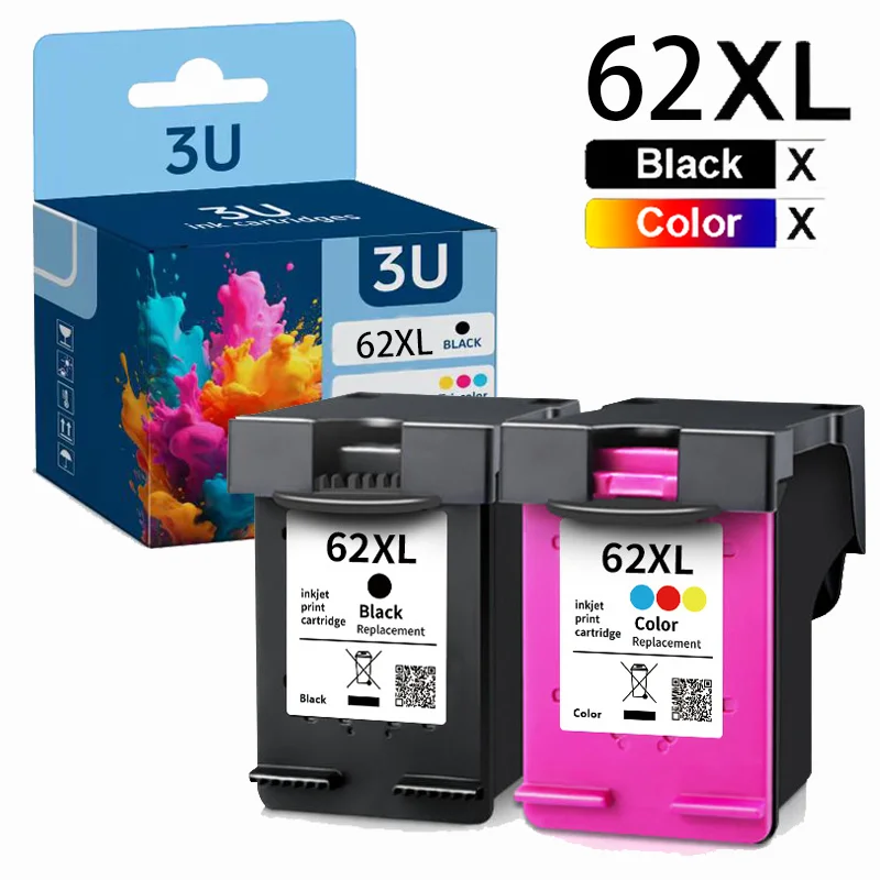 

3U 62XL Ink Cartridge Compatible for HP 62 for HP 62XL HP Officejet 200/200c/250/250c/258/5740/57445745/5746/8040/8045 Printer