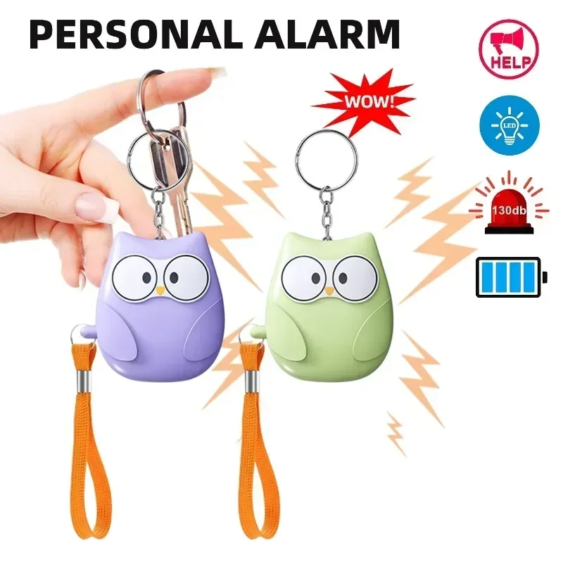 Owl Self Defense Alarm Flashlight Outdoor 130 Db Personal Anti Wolf Alarm with LED Light for Women Security Protect Keychains