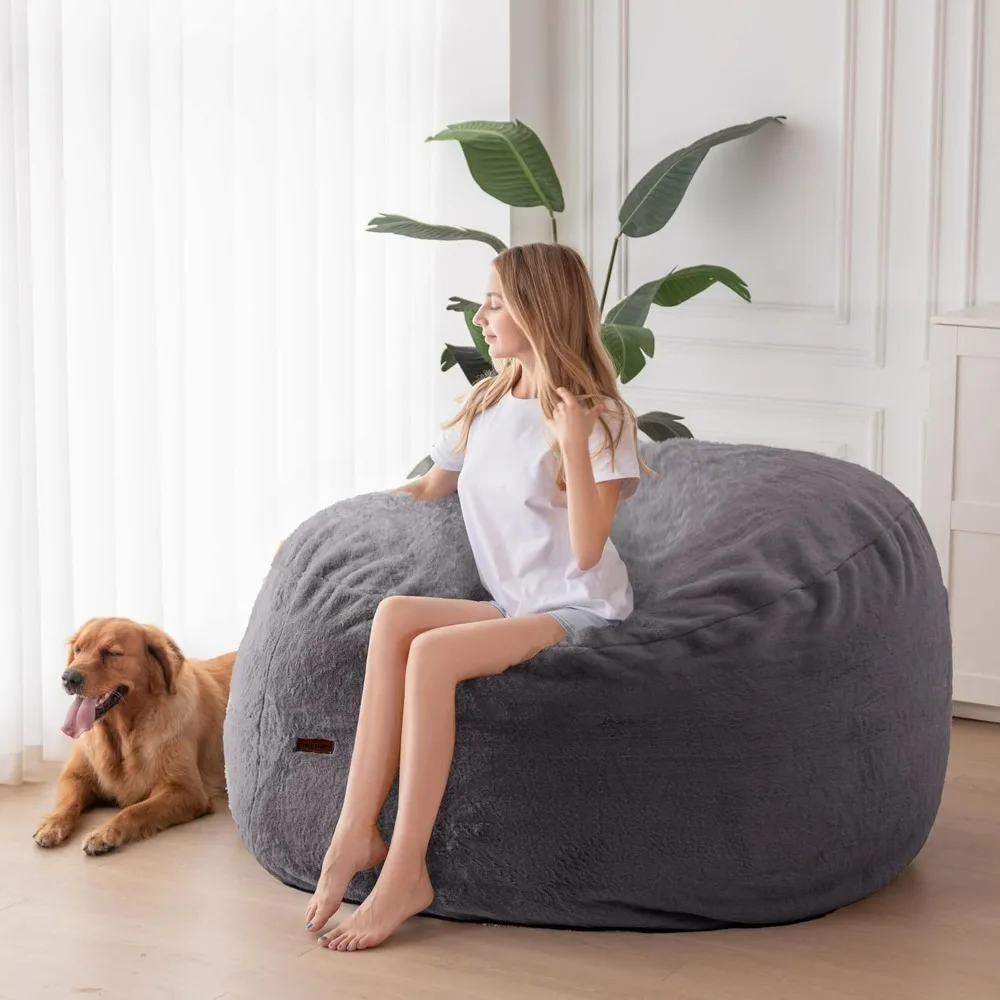 

Giant Bean Bag Chair Bed , Convertible Beanbag Folds from Lazy Chair to Floor Mattress Bed, High-Density Foam Filling