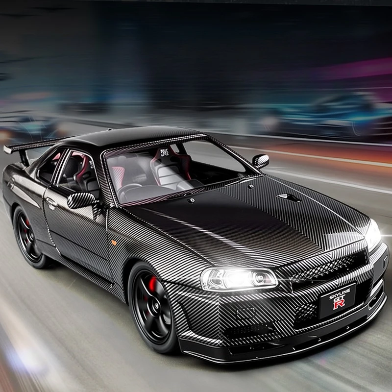 

1:24 Skyline GTR R34 Высокая имитация литья под давлением автомобиля из металлического сплава, модель автомобиля, коллекция детских игрушек, подарки