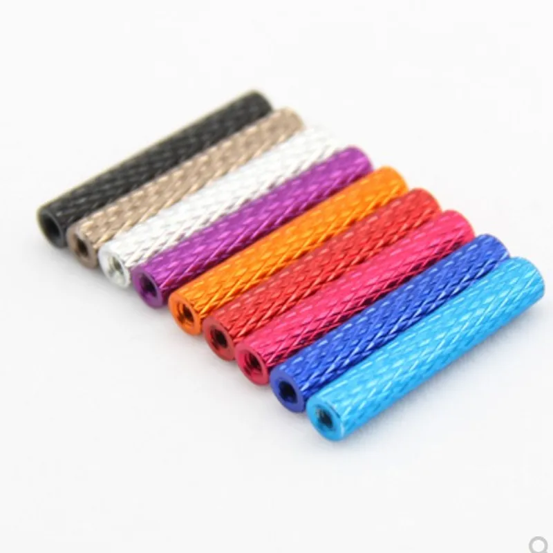 10pcs/lot m3 3mm colourful aluminum knurled spacer standoff  m3x6/8/10/12/15/18/20/25/28/30/35/37/40/45/50