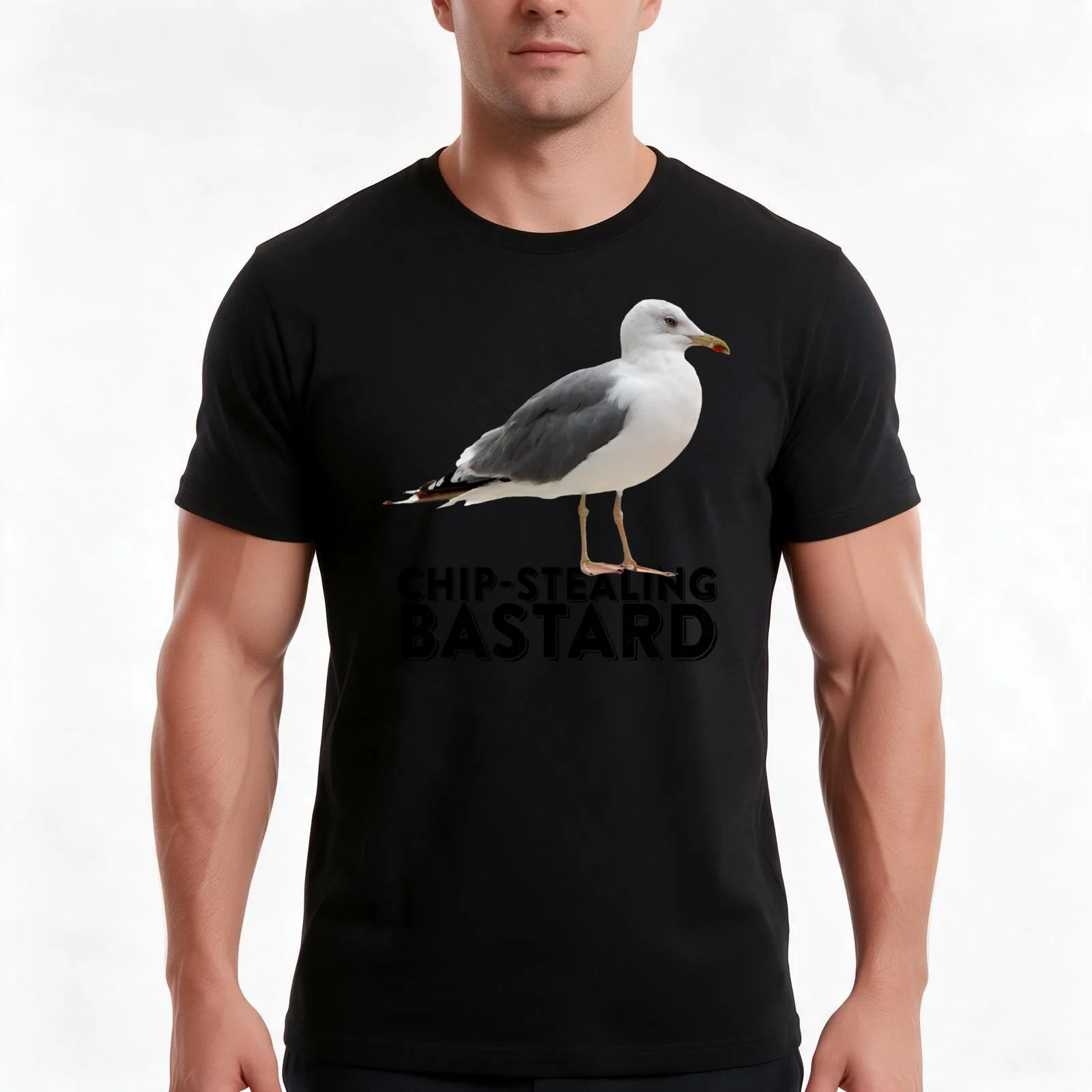 Happy Chip Stealing Bastard T-Shirt, Summer Casual Cotton Tee, Oversized Streetwear Tops, Vintage Graphic Print, 100% Cotton