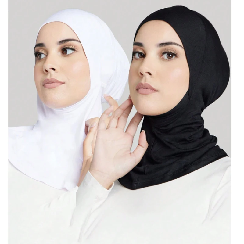 Confezione da 2 cappelli Bandana tinta unita da donna musulmani Mini Hijab Copricollo islamico modale sotto la sciarpa Copricapo