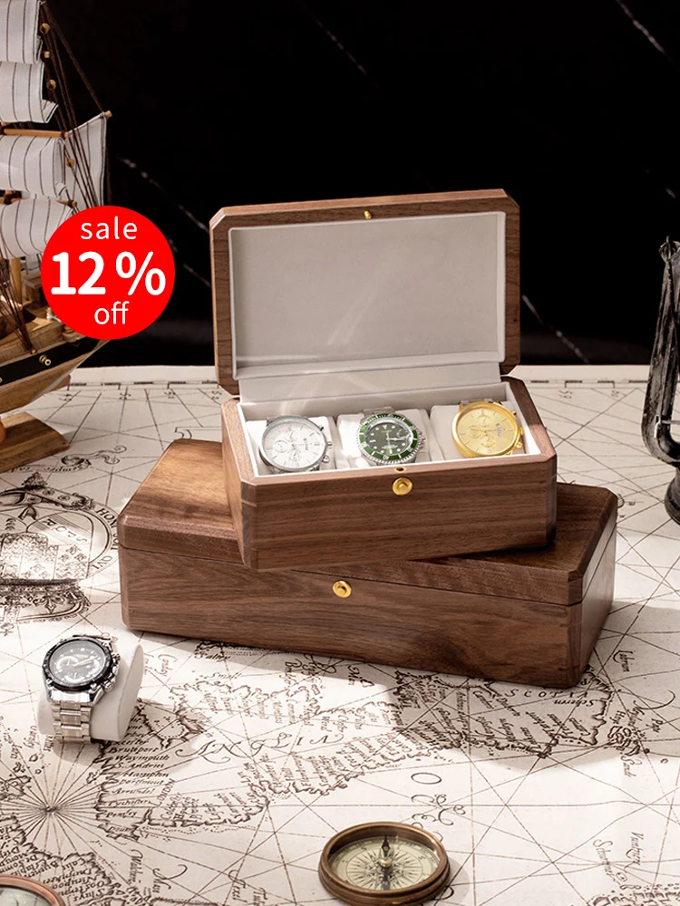 Exquisite Black Onyx Watch Storage Box Walnut Wood Men's Watch Pillow High End Real Wood for Wristwatch Storage And Organization