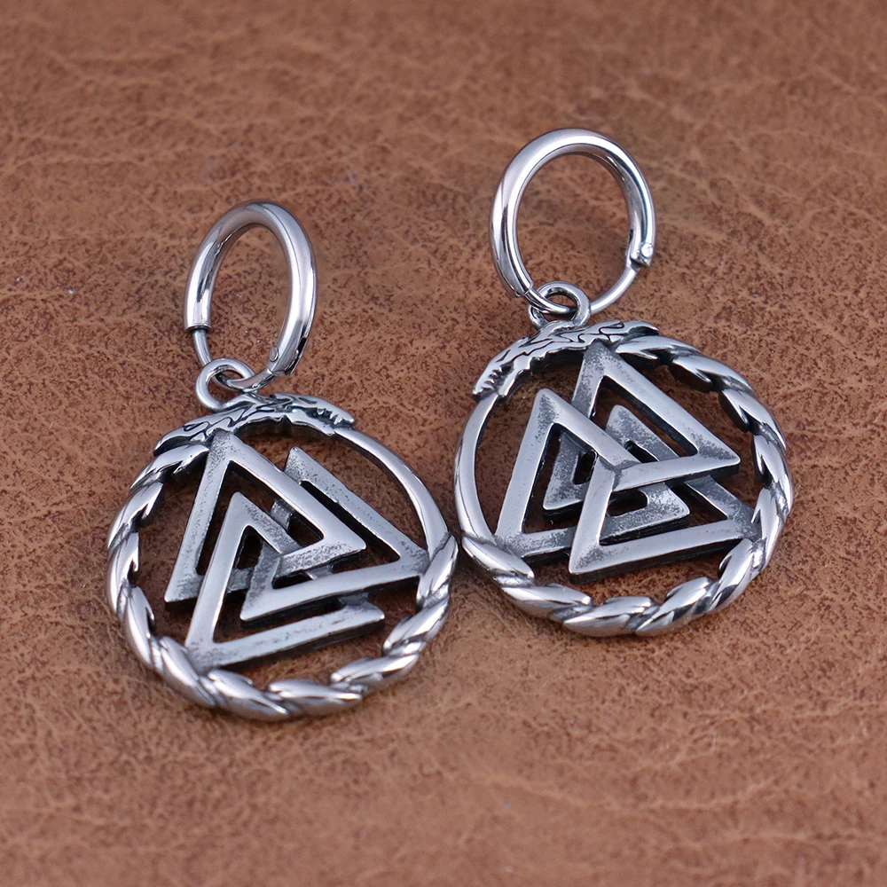 Vintage Nordic Viking Valknut Brinco Gota para Mulheres, Aço Inoxidável, Charme da Moda, Brincos Dangle, Jóias Escandinavas Criativas