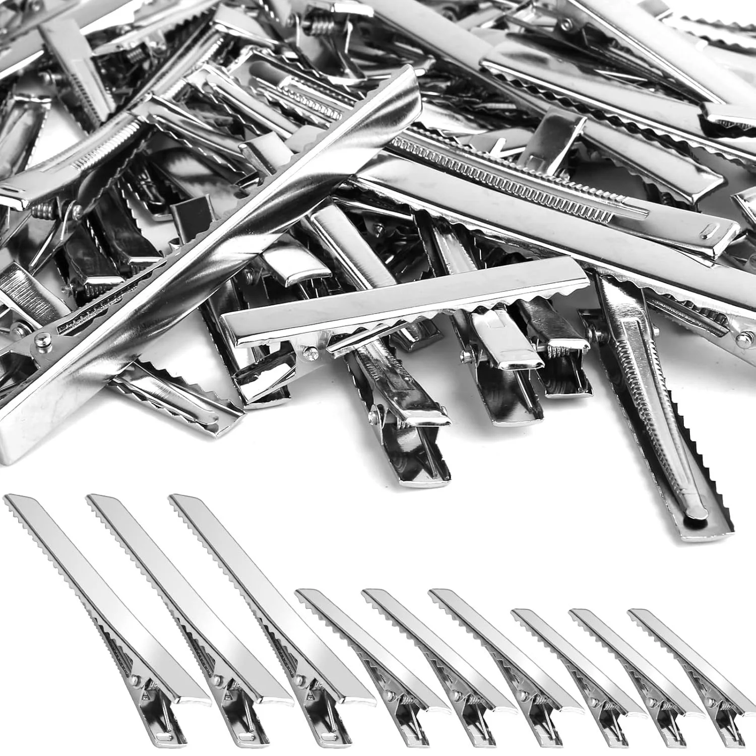 50pcsHair Clips Metal Single Prong Alligator Hairpin Teeth Blank Setting Accessories for Jewelry Making DIY Women Hair Clip Tool