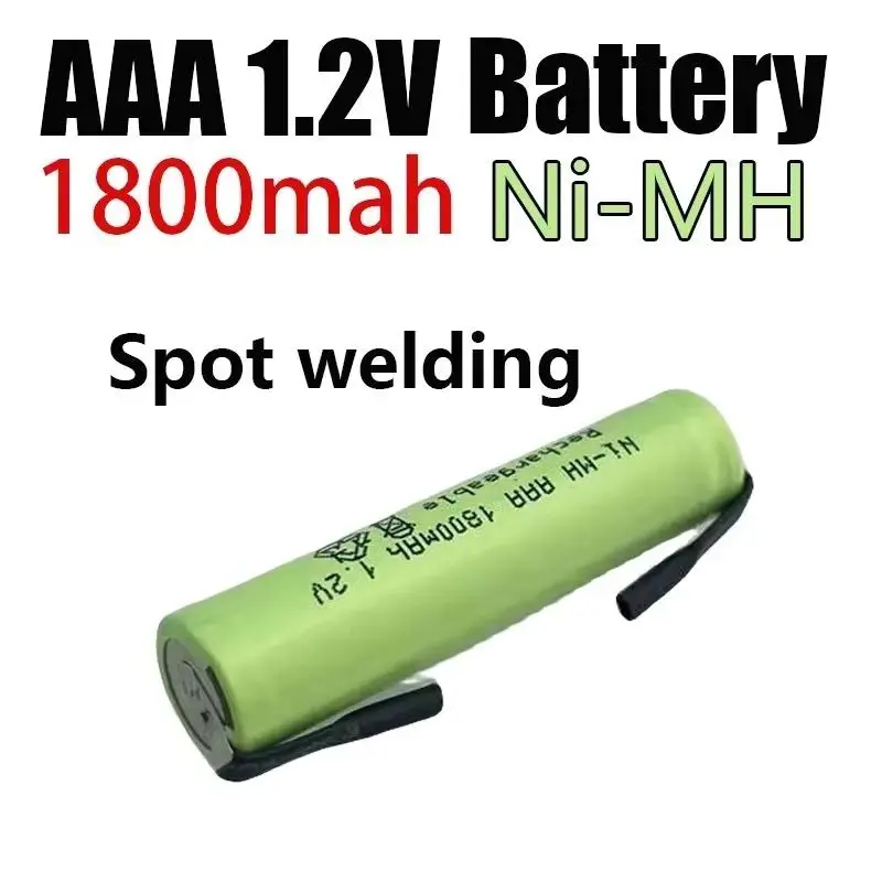 

Rechargeable Battery Cell for Electric Shaver, Razor, Toothbrush, Ni-MH with Solder Tabs, AAA 1800mAh, 1.2V