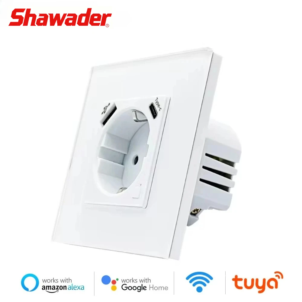 

Shawader EU Wi-Fi Smart USB Type-C Настенная розетка Монитор питания Электрическая розетка Tuya APP Дистанционное беспроводное устройство от Alexa Google Home