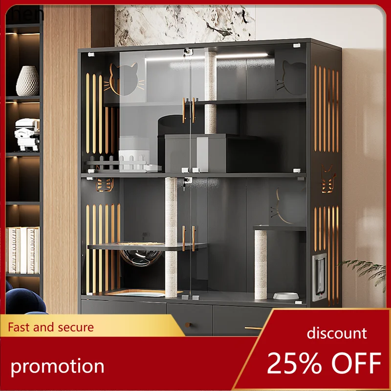 

ZML домашний домашний прибор из цельного дерева с унитазом, встроенный большой кошачий шкаф, роскошный большой кошачий домик