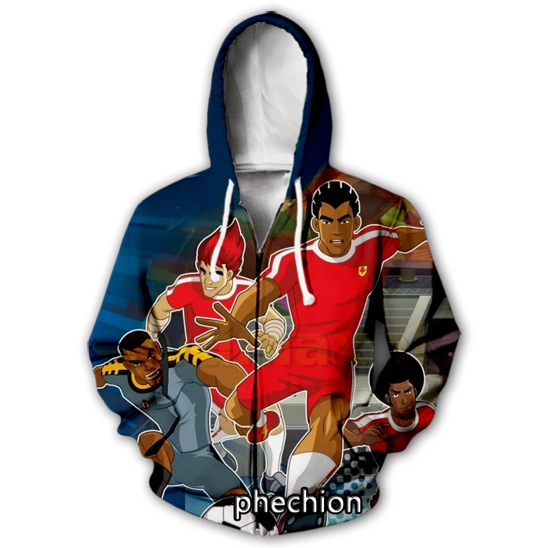 phechion New Fashion Men/Women Supa Strikas 3D Print Long Sleeve Zip Hoodies Casual Men Loose Sport Zip Hoodies Tops J37